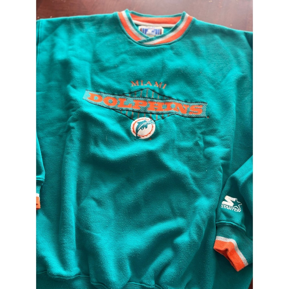 Vintage Miami Dolphins NFL Starter Crewneck Sweatshirt‎ XXL Teal Orange